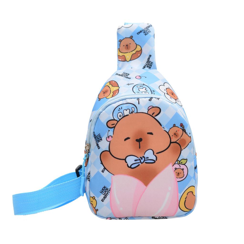 Capybara Preschool Children Nylon Crossbody Bag Animal Pattern Everyday Design