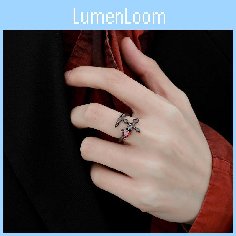 Einzigartiger dunkler ästhetischer verstellbarer offener Fingerring für Damen im geometrischen Kupferdesign