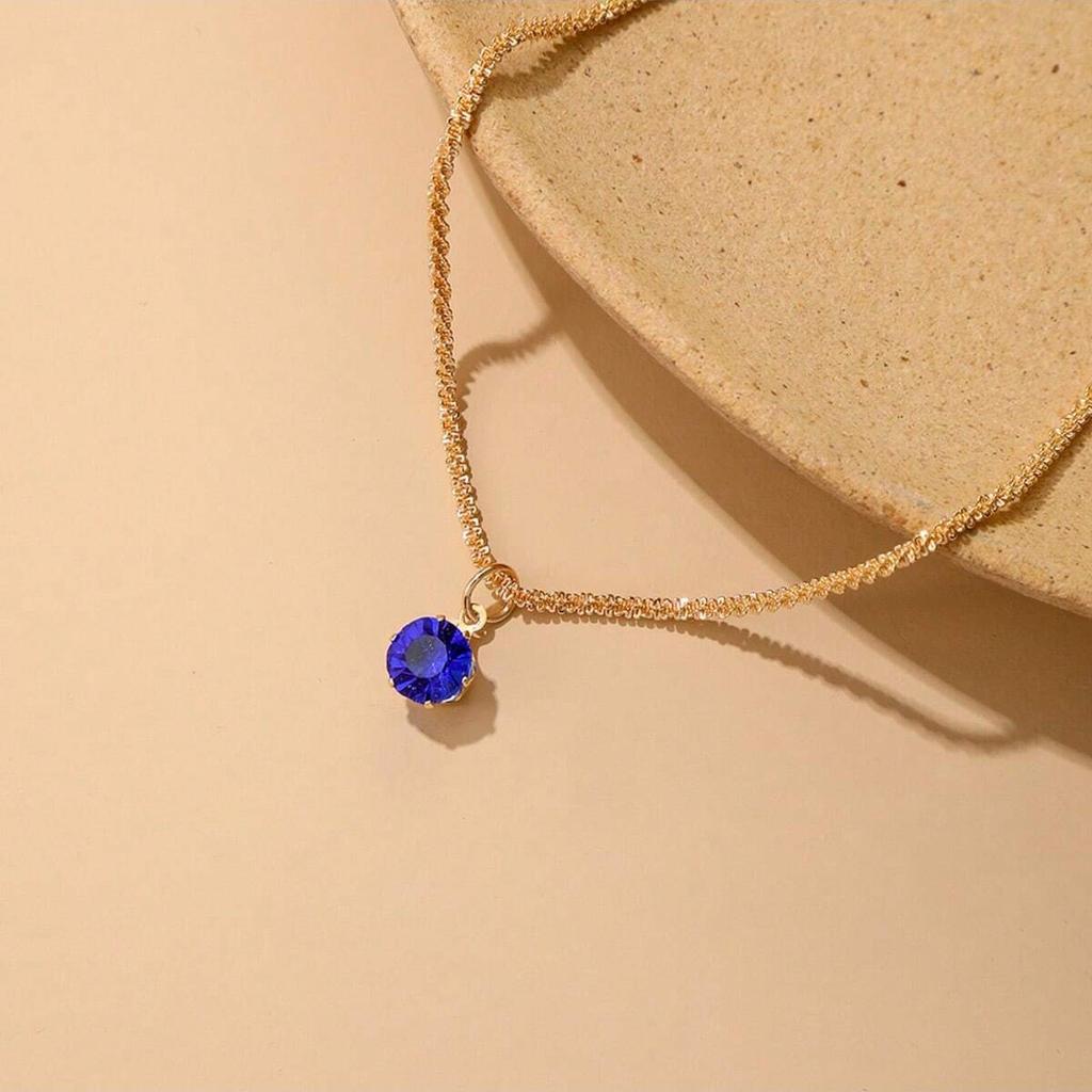 Silver Tennis Chain Choker Necklace with Round CZ Pendant Sparkling Jewelry for Women