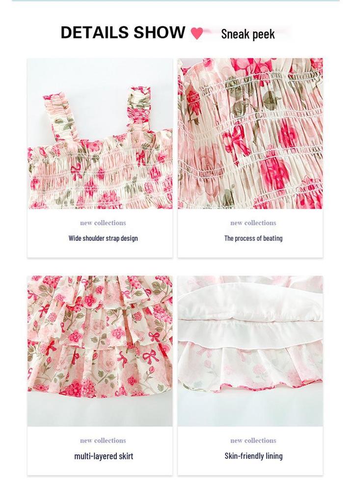 2026 Girls' Floral Summer Sundress: Stylish Princess Cake Dress for Kids