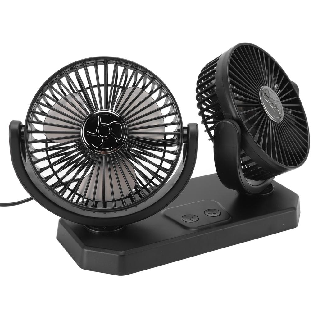 12V Double Head Electric Fan Double Control 3 Gears Strong Wind USB Charging Car Cooling Fan for
