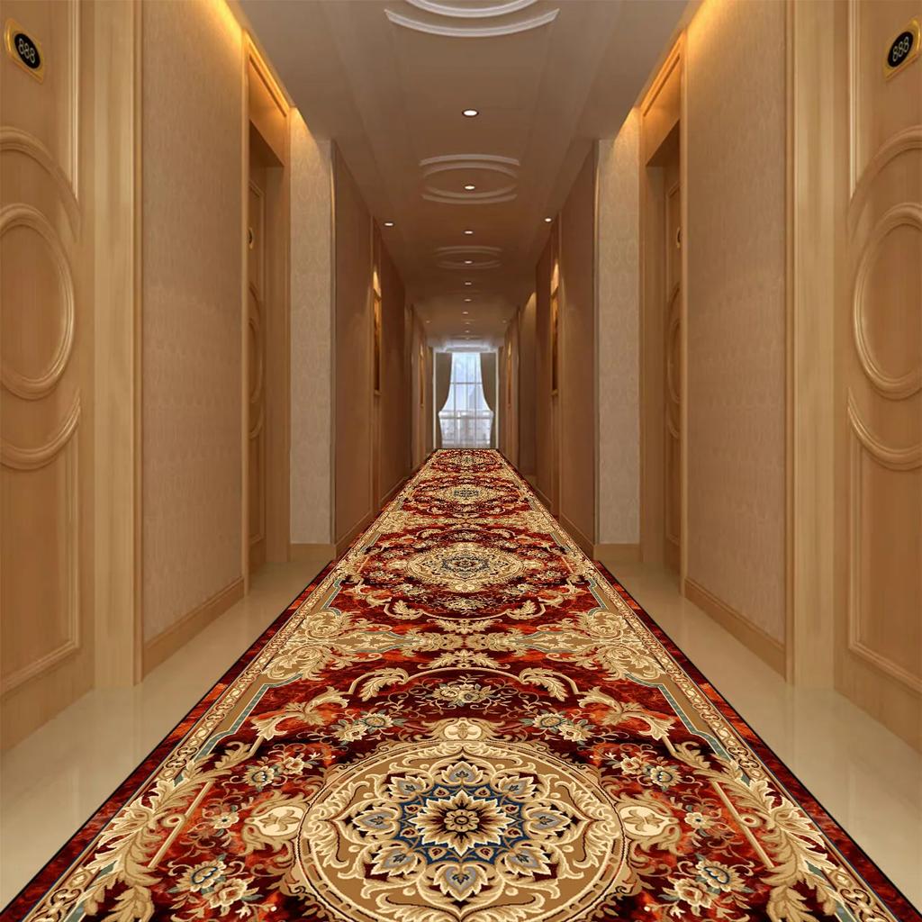 Golden Abstract Style Corridor Carpet Passageway Non-slip Runners Washable Stairway Rugs Home Decor Living Room Mat Customizable
