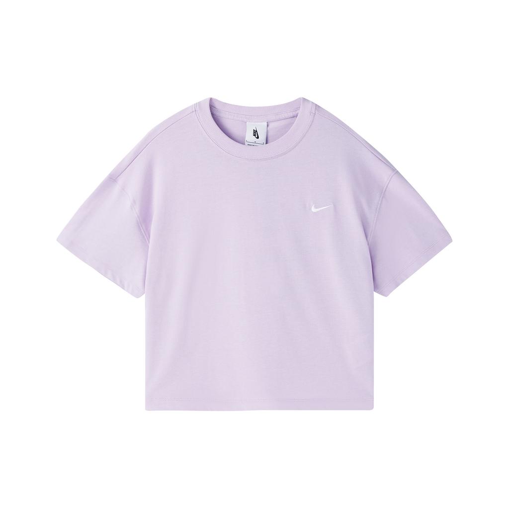 Nike Casual Solid Color Logo Short Sleeve Round Neck T-Shirt Women Tops Pink Purple DA0324-530