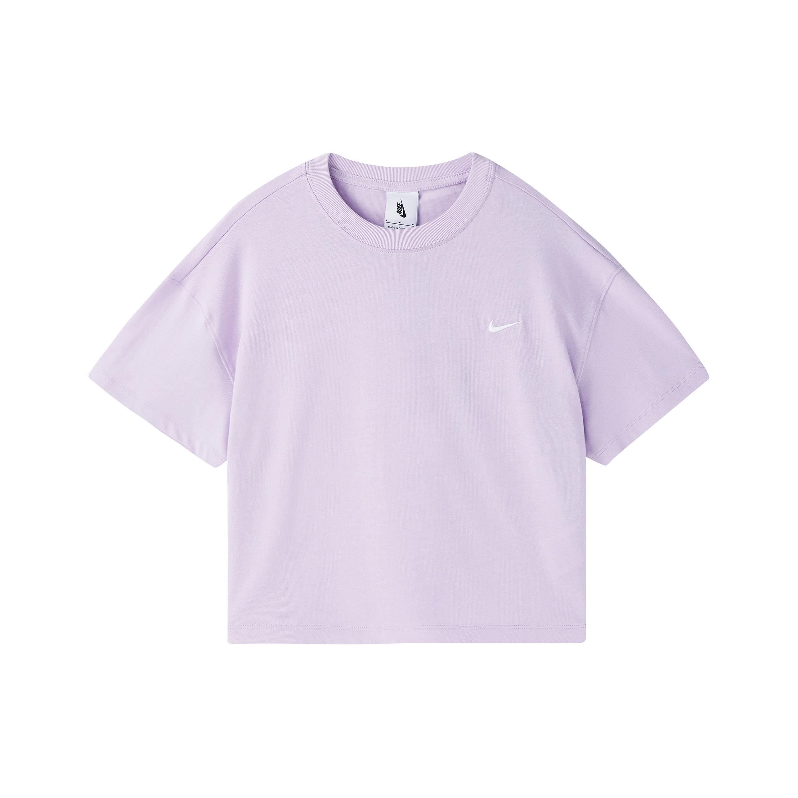 

Nike Casual Solid Color Logo Short Sleeve Round Neck T-Shirt Women Tops Pink Purple DA0324-530 S