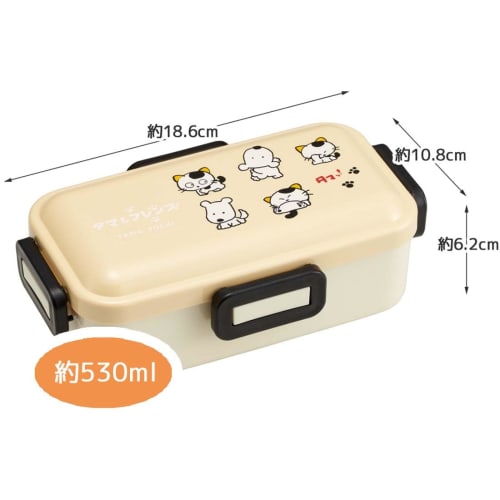 Skater Tama & Friends Lunch Box, 530ml, Single Tier, Made in Japan, Leak-Resistant, 4-Point Lock, Dishwasher and Microwave Safe, PFLB6AG-A
