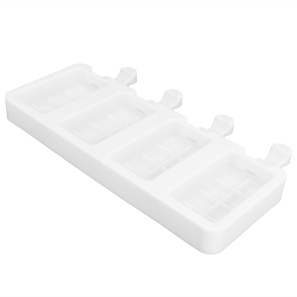 Grid Pattern Ice Bar Maker 4-Cavity DIY Ice Cream Mold Durable Silicone Ice Cream Mold  Kitchen Use