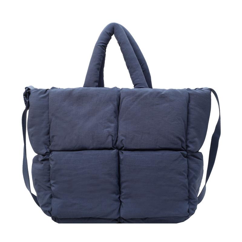 Weiche wachsartige Pufftasche Damen College-Studenten Unterricht Messenger Bag Große Kapazität Nylontasche Spleiß Schulterhandtasche