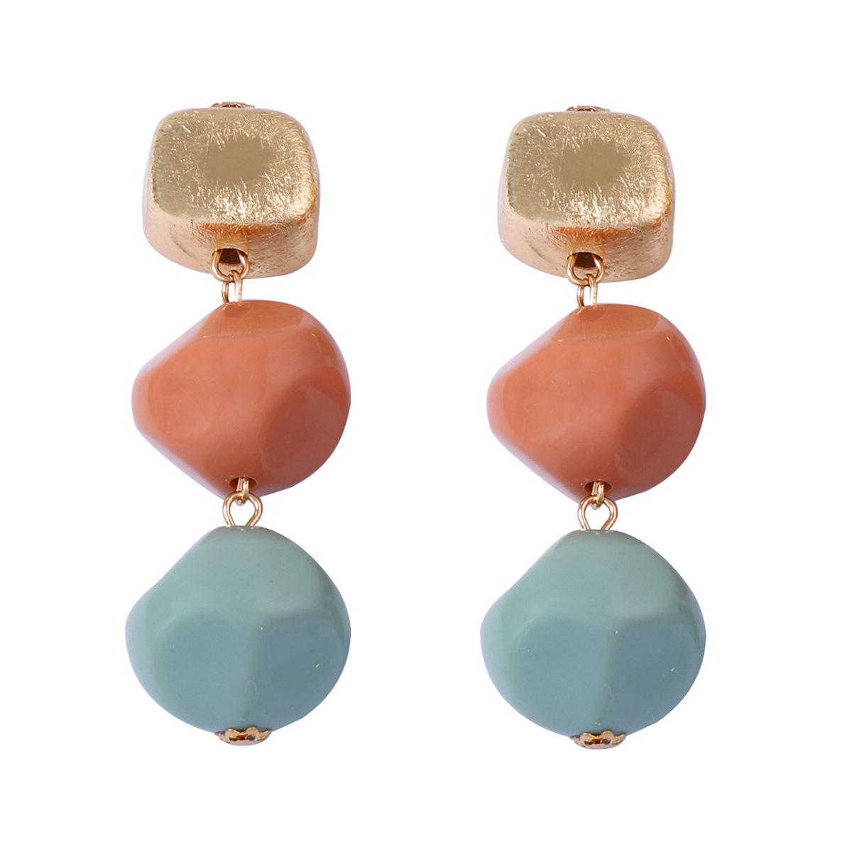 

DIGADAGU Alloy Resin Stitching Geometric Dangle Earrings New Simple Retro Earrings Women s Party Zircon Accessories