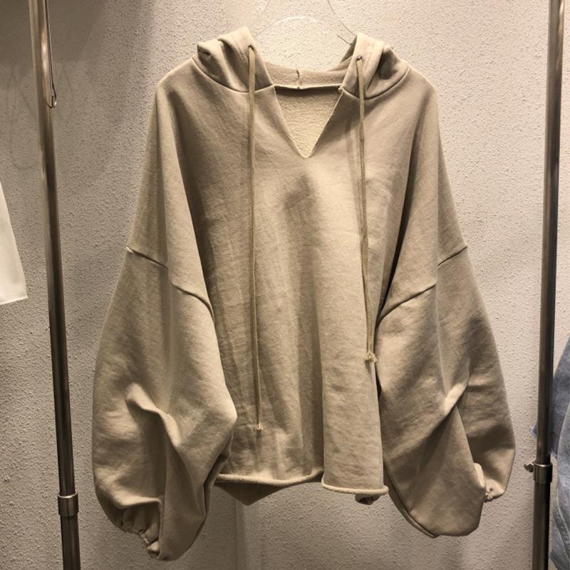 Spring and Autumn Women's Plus Size Hooded Sweatshirt Loose Long Sleeve Top