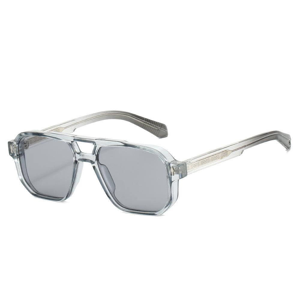 Cross Border Popular Pilot Style Sunglasses Double Beam Frosted Texture Large Frame Imitation Board Plug-in Glasses