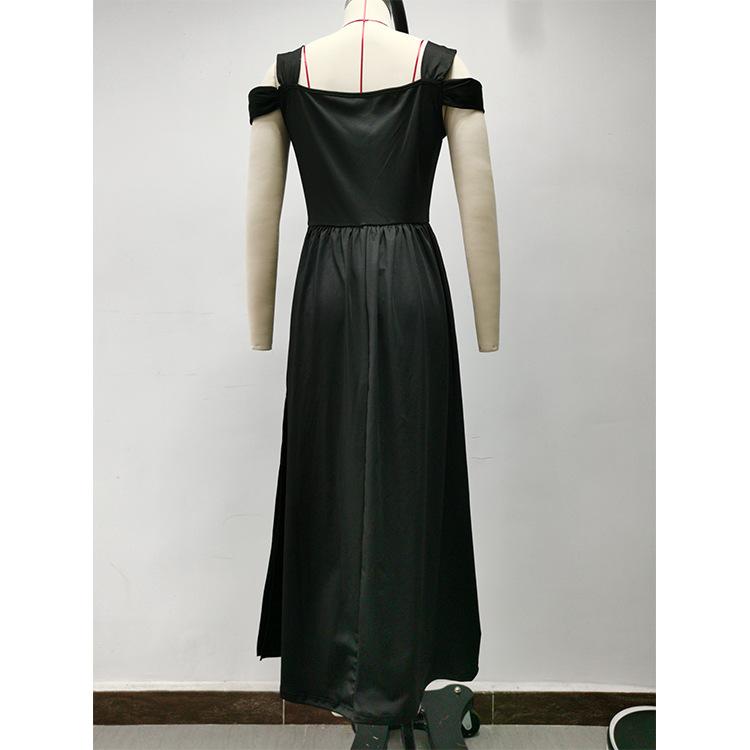 Summer V Neck Print Cold Shoulder High Slit Maxi Dress Elegant Long Evening Sexy Party Dress