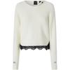 PINKO Lace Hem Cut Long Sleeve Sweater Women sweater White 100720A238-Z06
