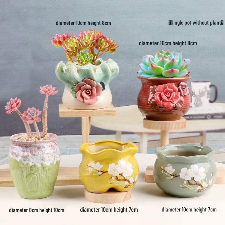 Unglasiertes Keramik-Sukkulenten-Blumentopf aus lila Ton - Klein, Schlichtes, Pastorales Design mit kostenlosem Versand