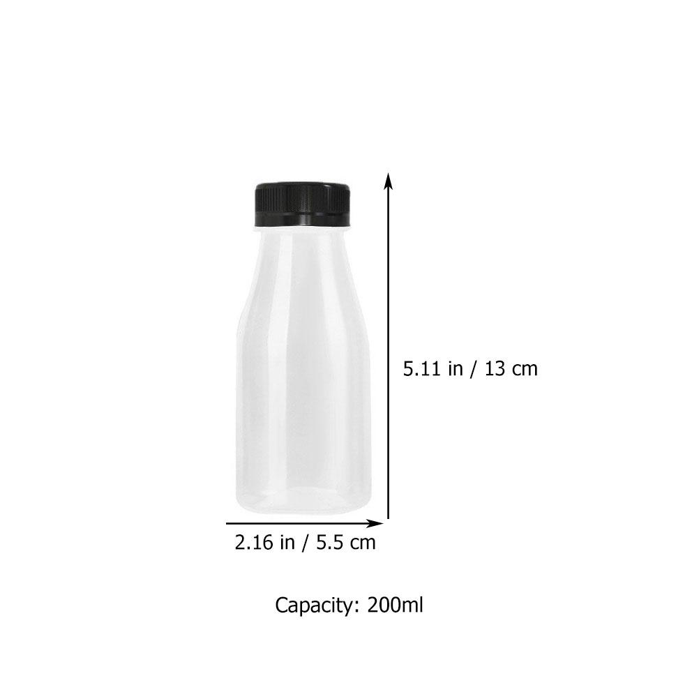 

20Pcs Plastic Milk Bottles with Caps Juice Jars for School Drinking Design Beverage Packing Bottles чорний