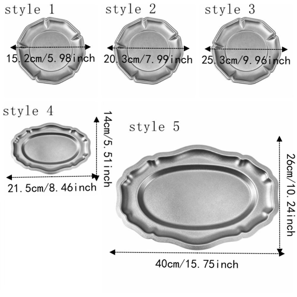 Retro Style Stainless Steel Cake Tray Silver Color Jewelry Storage Organizer  Jewelry Display