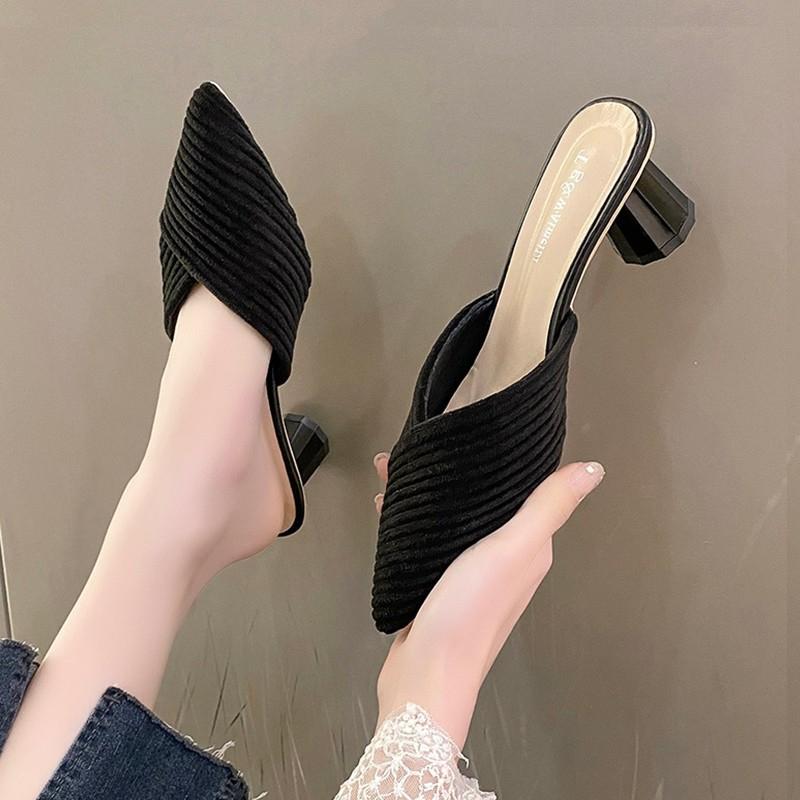 

Модные сандалии нового стиля женские летние с острым носком на низком каблуке женские летние повседневные модные сандалии против запаха и нескользящие 40 чёрный
