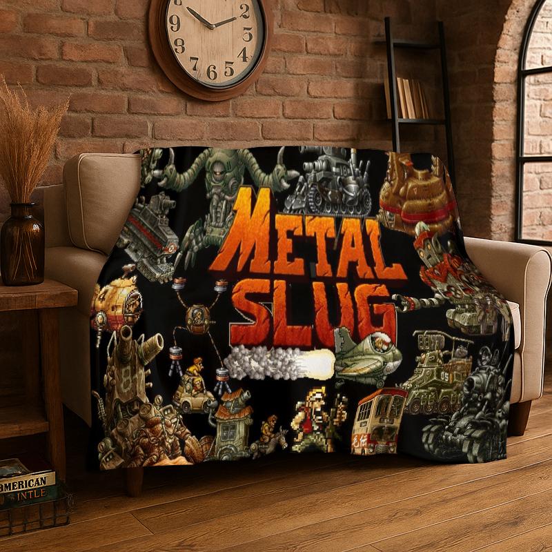 

Retro Game Metal Slug Cartoon Flannel Blanket Soft Warm Throw Blanket for Bedroom Living Room Bed Travel Camping Picnic Gift 75x90cm