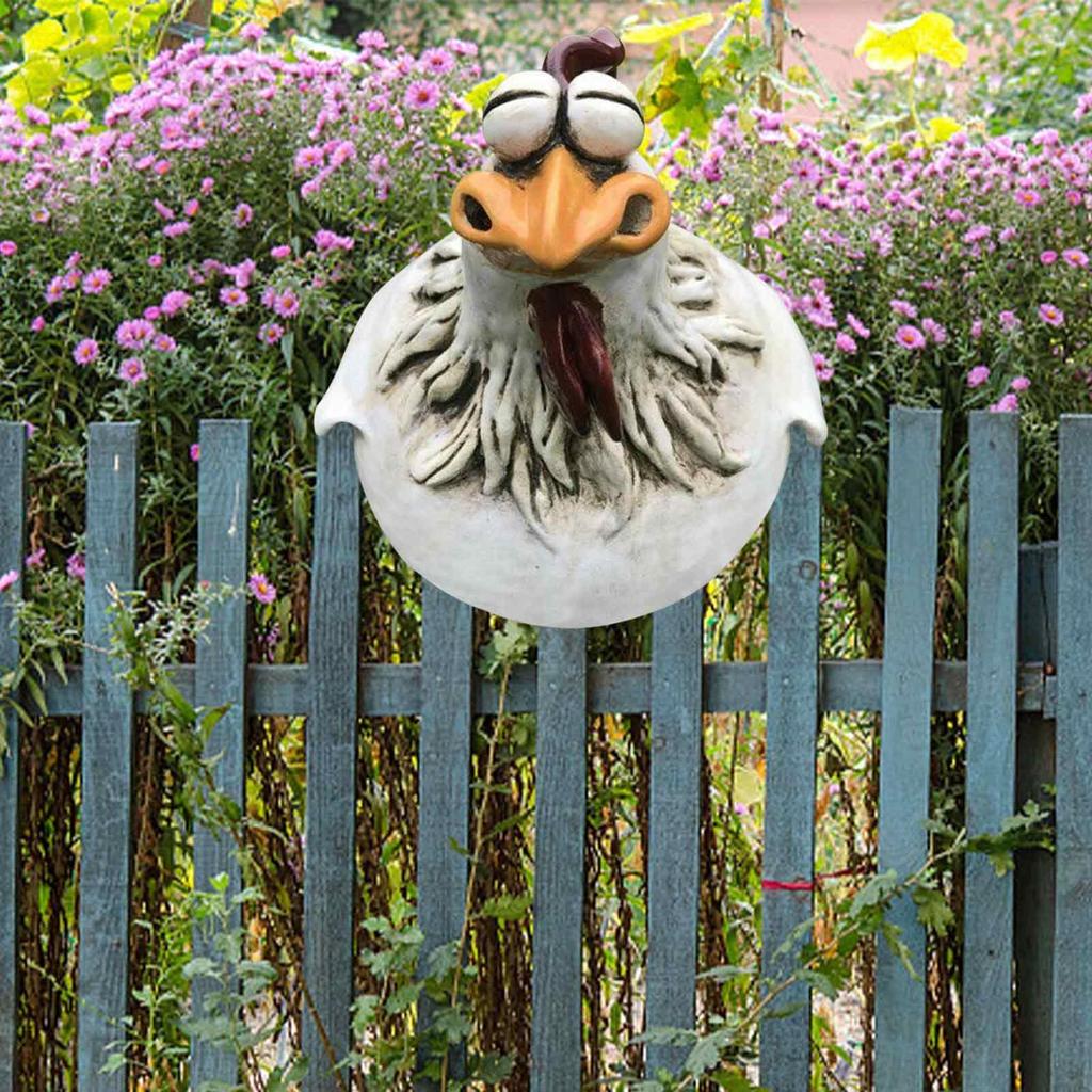 1PC Chicken Fence Decor Statues Resin Garden Farm Yard Chicken Hen Sculpture Art Craft Courtyard Housewarming Home Decoration