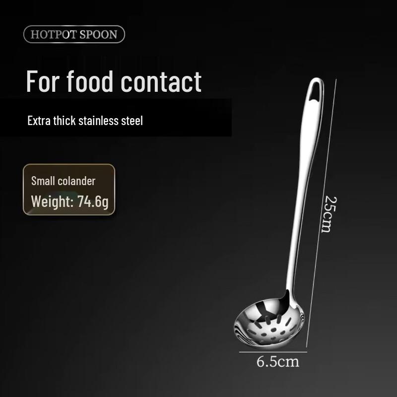 Food Grade 304 Stainless Steel Long Handle Small Slotted Spoon