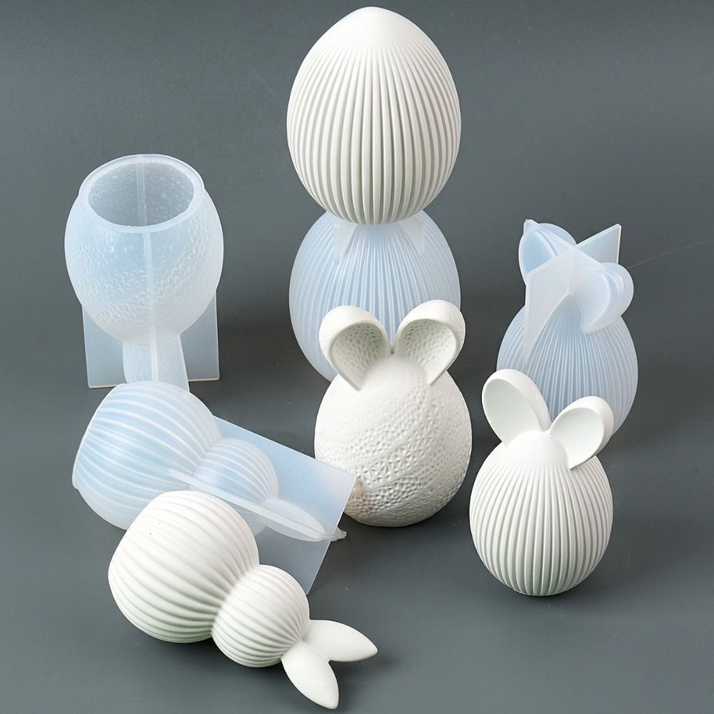 Gestreiftes Muster Hase Duftkerzenform Oster-Serie 3D Hasenformen Handwerk DIY