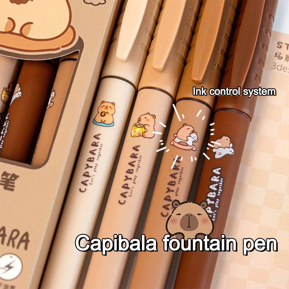 4Pcs Quick-drying Capibara Fountain Pen Replacable Ink Fountain Pens Writing Stationery Studengt