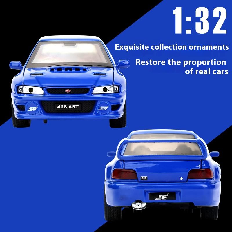 1/32 Scale Subaru Impreza WRX STI Modified Vehicle Alloy Metal Diecast Model Car Sound and Light Pull Back Birthday Gift for Child