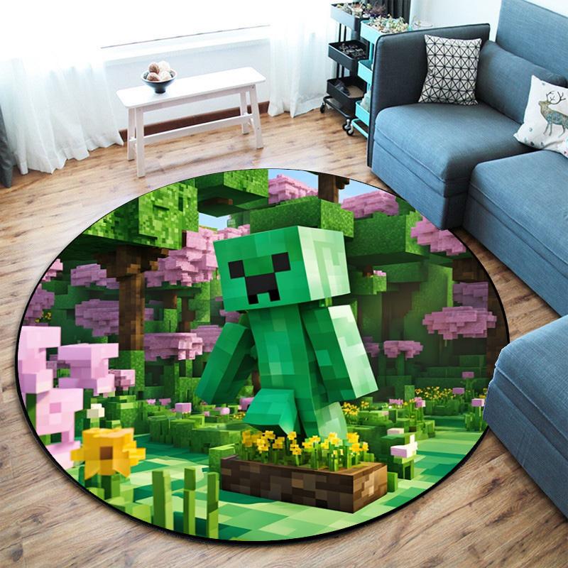 Sandbox Electronic Xbox Games Minecraft Circular Carpet Household Goods Decoration Anti Slip Home Table and Chair Mat Aisle Door Mat Carpet D12