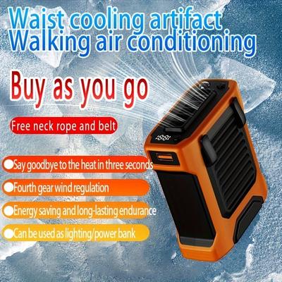 1 X 4000 mAh Outdoor Portable Hanging Waist Small Fan, Power Bank 3 In 1 Multi-function Ceiling Fan USB Charging, Home Kitchen Office Fan