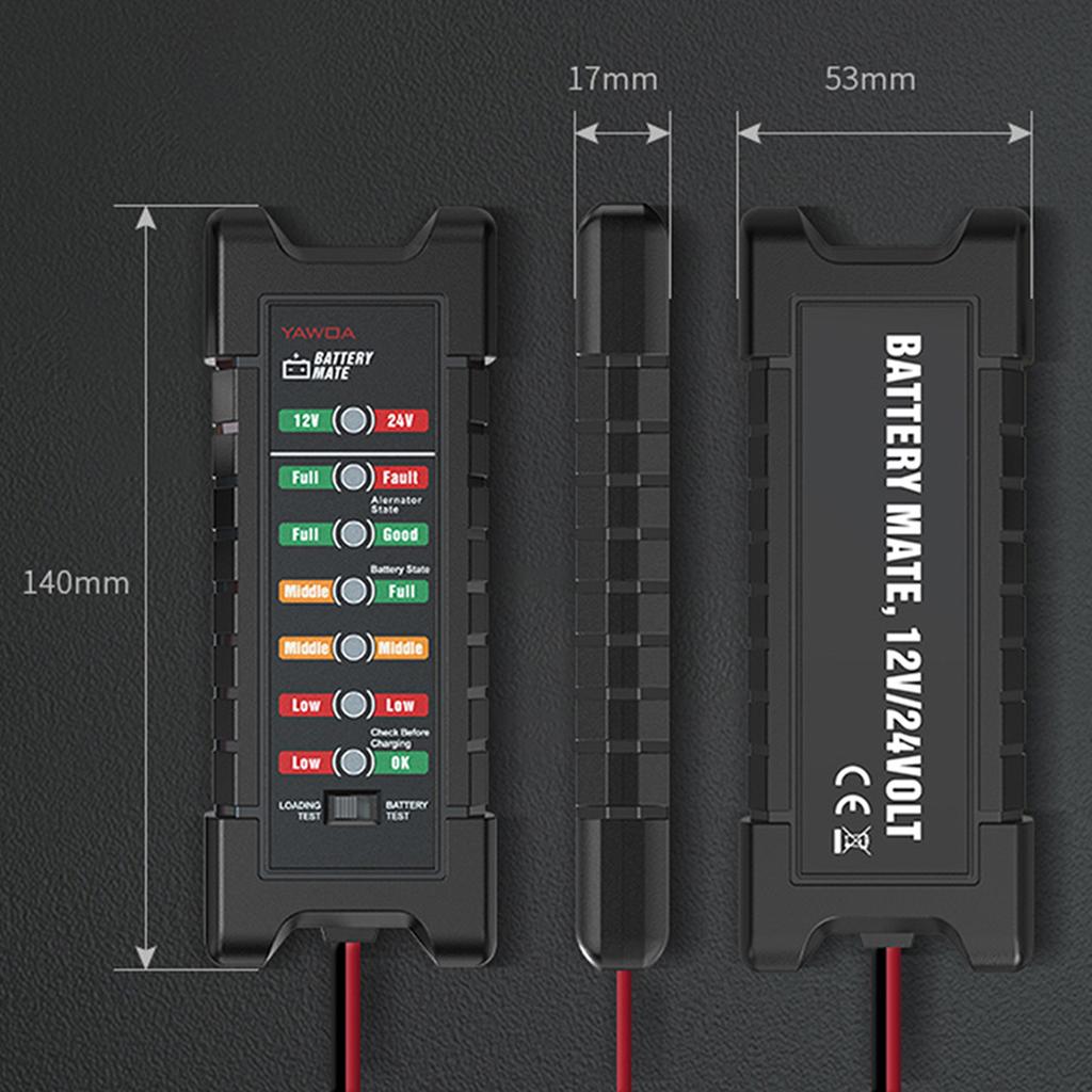 12V 24V Car Smart 11 Lights LED Battery Tester Load Test Reverse Protection Car Motorcycle Alternator Check Battery Voltage Tool