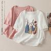 DIMANAF 2026 Summer Women Plus Size New Blouse Shirt Print Floral Vintage Short Sleeve Cotton Linen Casual Loose Lady Tops Tees