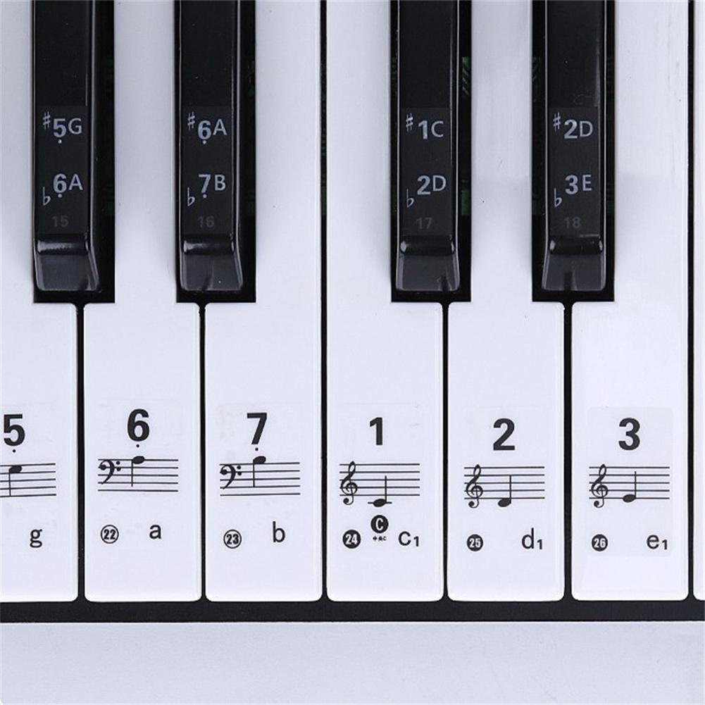 Abnehmbarer Klavieraufkleber, 61/88 Tasten, transparenter Klaviertastatur-Notenaufkleber für elektronische Tastatur