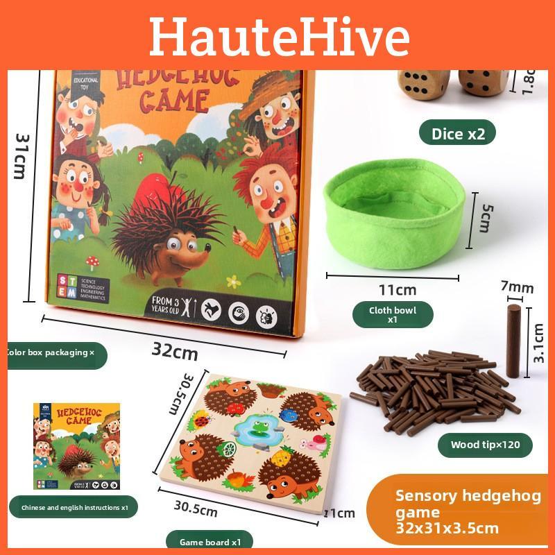 Sensory Wooden Hedgehog Training Set For Kids Brain And Motor Skills Enhancement