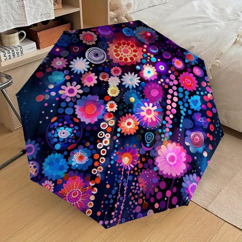 1pc Floral Mandala Artwork Umbrella with Plastic Handle,Suitable for All Seasons Home Travel Outdoor UmbrellaDD1643