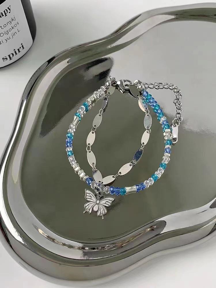 

Модный браслет с подвеской-бабочкой для женщин с искусственными синими кристаллами