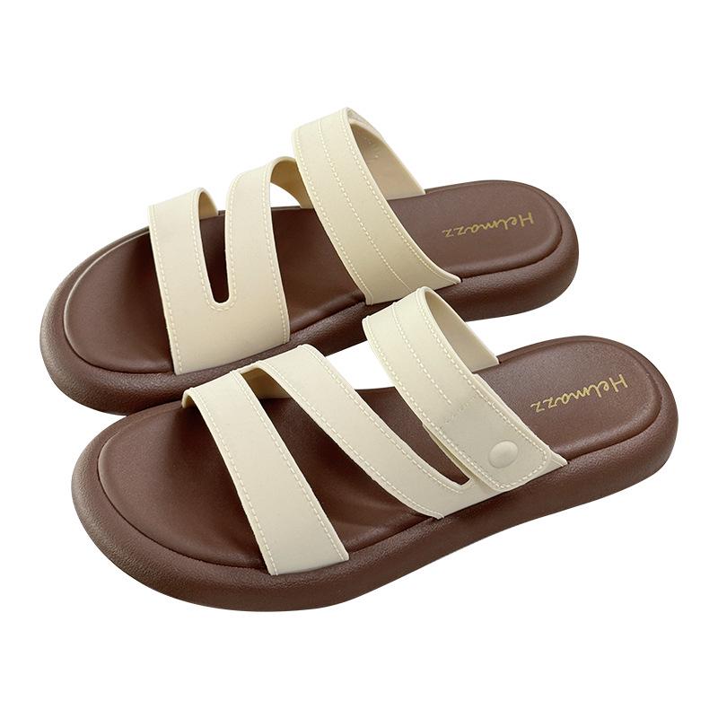 Women's Summer Flat Non-Slip One-Strap Z-Strap Sandals for Bathing and Beach