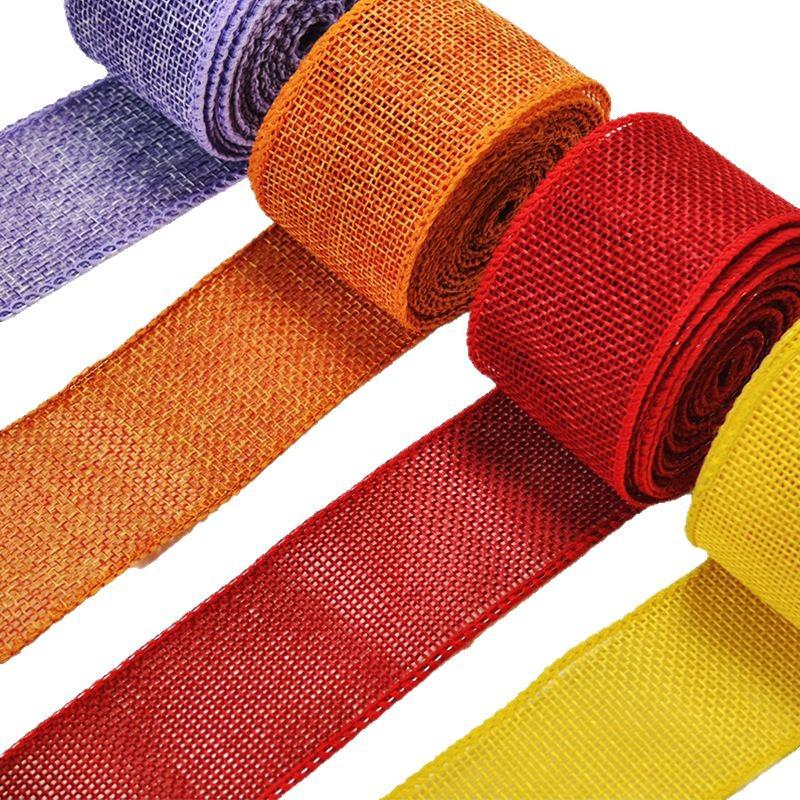 4 cm breites farbiges Imitationshanf-Band mit Drahtkante für DIY-Weihnachtsdekorationen