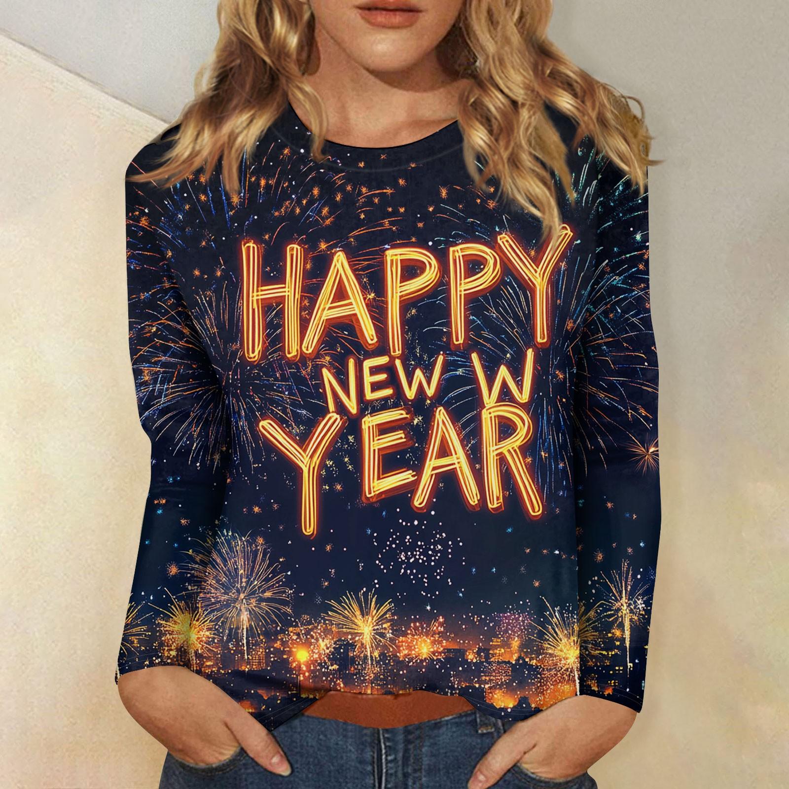 

Женский повседневный модный сексуальный удобный рождественский принт с круглым вырезом и длинными рукавами L чёрный