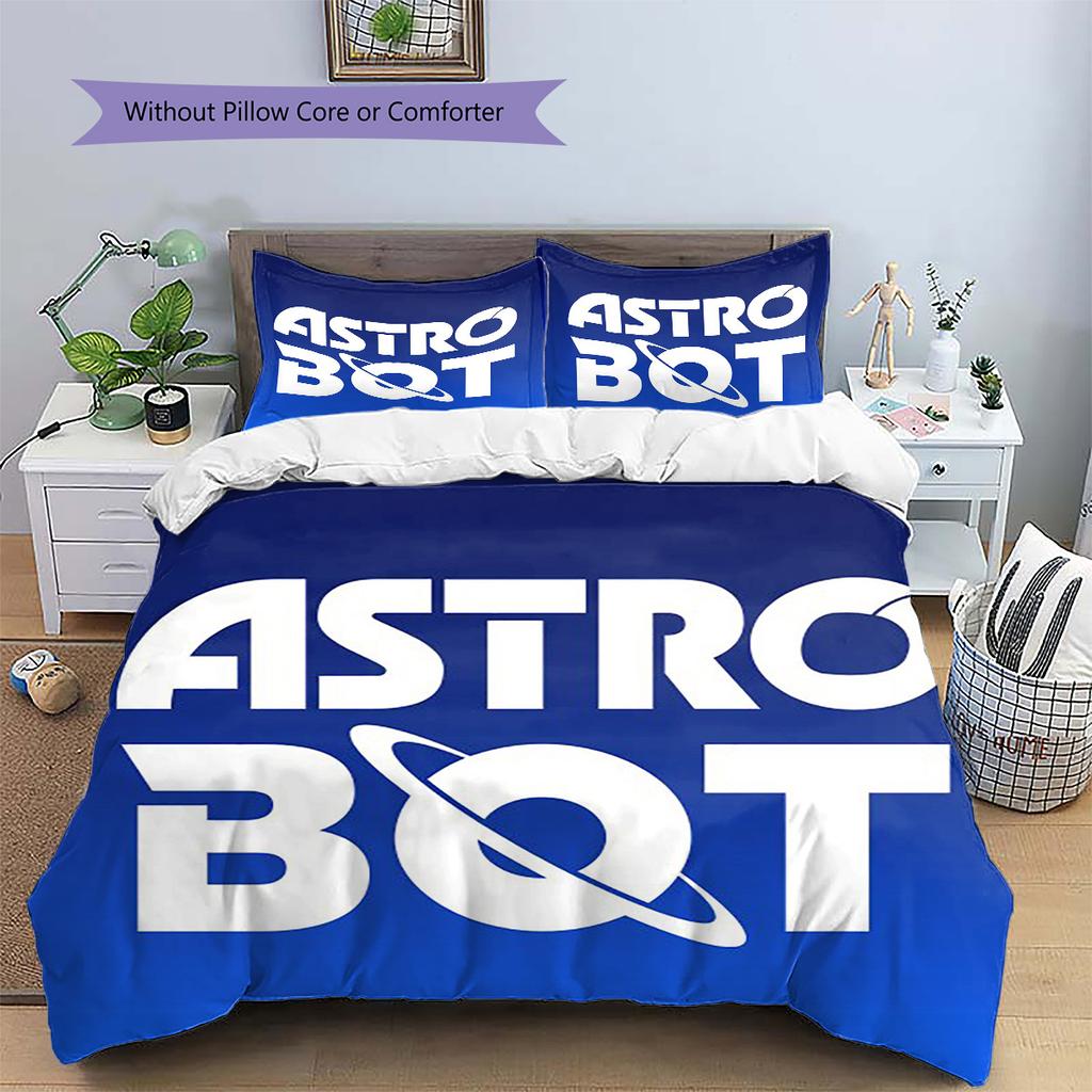 Parure de lit motif ASTRO BOT, Ensemble couette Housse de couette Taie d'oreiller Cadeau d'anniversaire pour la maison (1 housse de couette + 2 taies d'oreiller, sans garniture.)