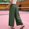 Women's Loose Wide-leg Sweatpants, With Drawstring Pockets, Elastic Waistband, Three-quarter Length, Hiking Pants