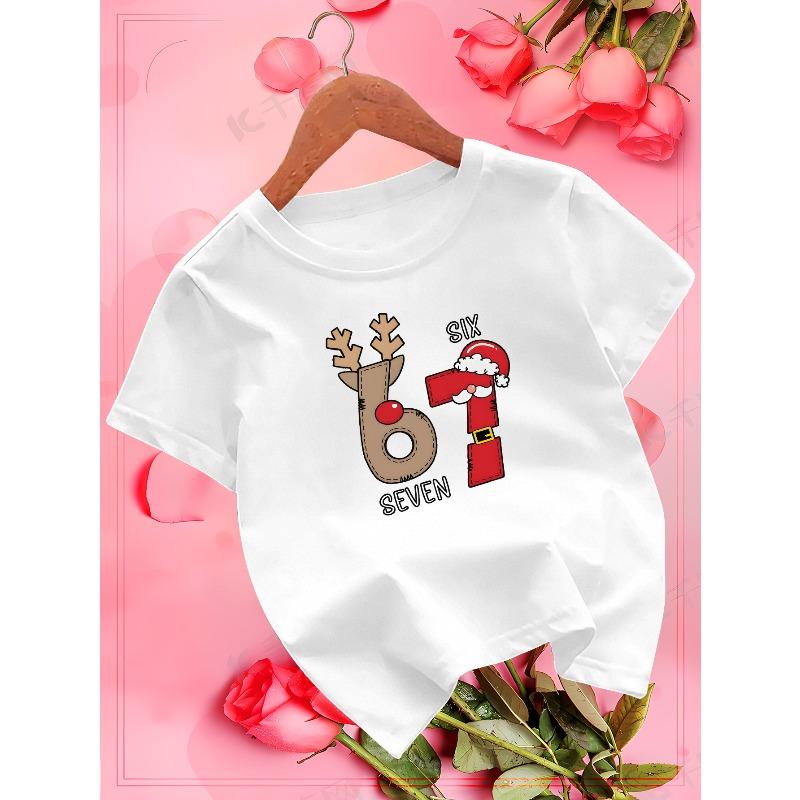 European sizes 67  SIX SEVEN Reindeer with  67  SIX SEVEN Cute Girl s Children s T-shirt,  Happy Valentine s Day, Valentine s Day Gift 110