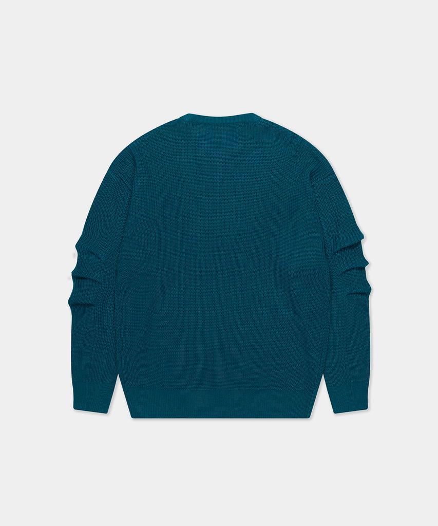 ZENSAI Oversized Crew Neck Knit Blue