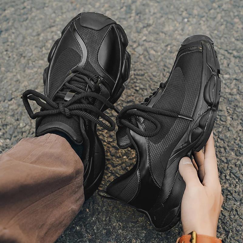 Men Luxury Thick Soled Sneakers Comfort Soft Height Increasing Run Shoes Classic Retro Low-Priced Couple Anti Slip Walking Shoes