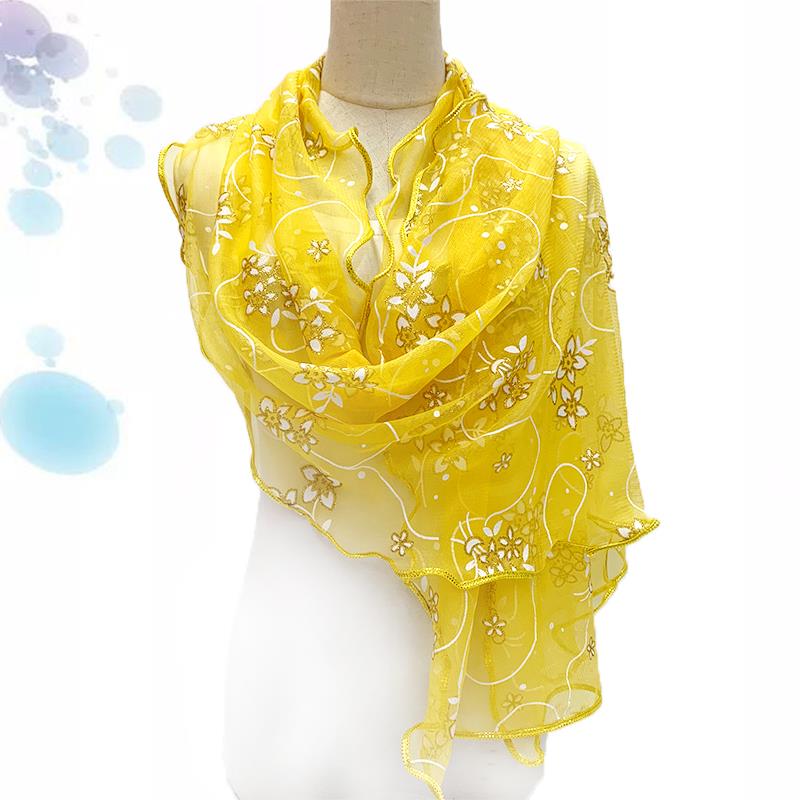 Lace Scarf Women Lightweight Hijab Elegant 2024 Print Silk Neckerchief Shawl Wraps Headband Handle Hair Accessories Bandana