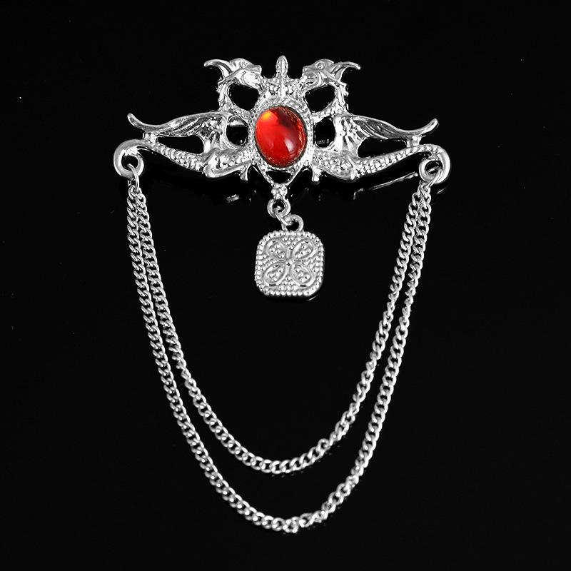 Men's Vintage Wings Brooch: Korean Chain Lapel Pin & Flower Corsage Badge.