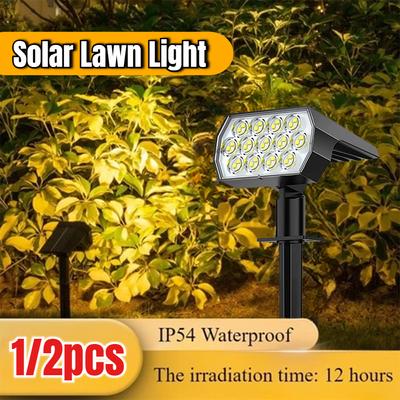 Solar Lights Outdoor 52 LED Solar Spot Lights Outdoor IP67 Waterproof Solar Garden Lights 2 In 1 for Yard Garden Porch