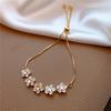 Elegant Inlaid Rhinestone Korean Bracelets Gold Colour Flower Charm Bracelet For Women Fashion Jewelry Accessories Party