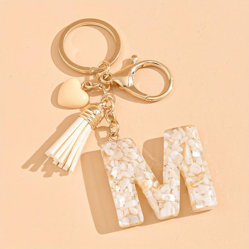 Hot-selling Epoxy Initials Love Tassel Keychain Bag Ornament Buckle Pendant Car Jewelry Clothing Accessories