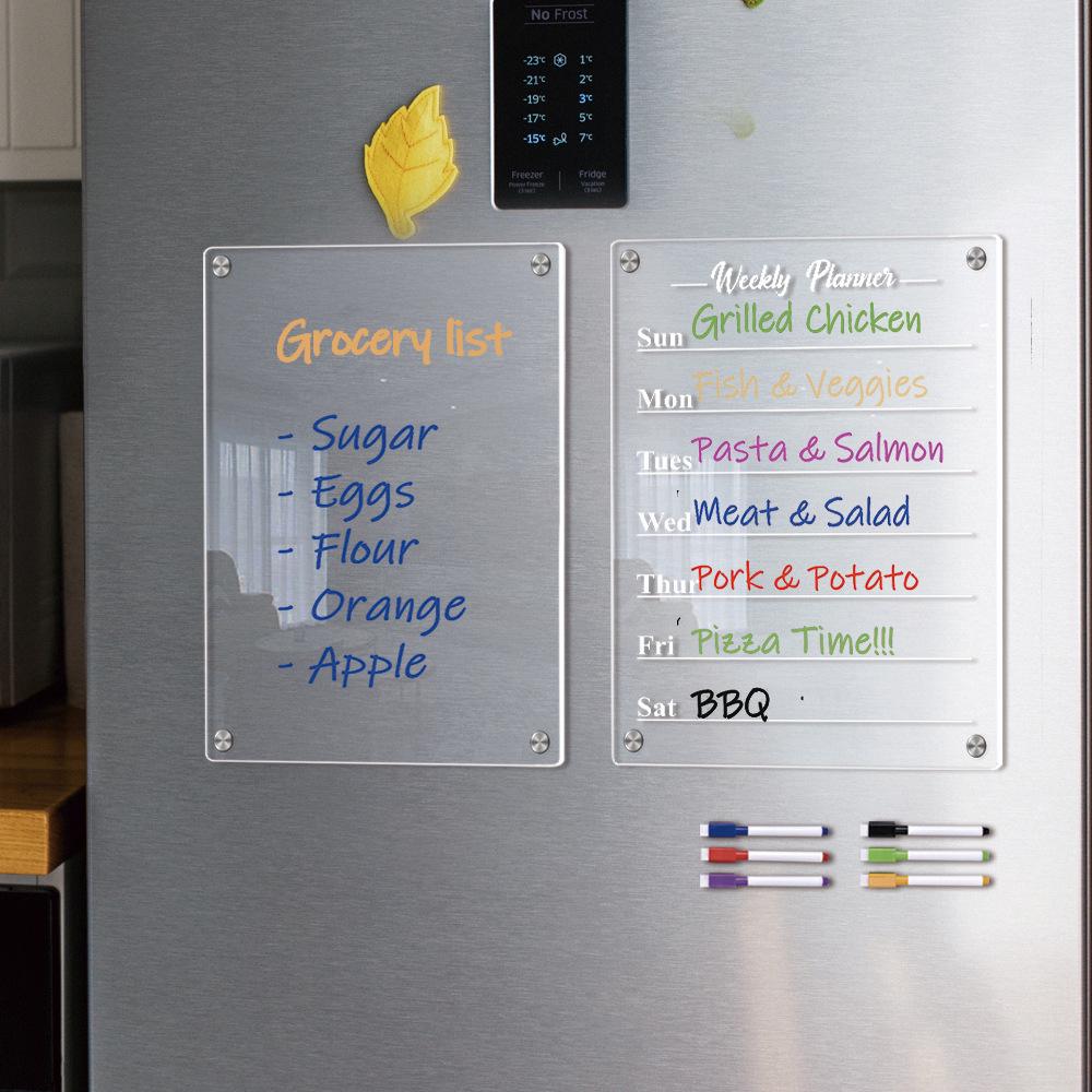 3D Magnetic Acrylic Weekly Planner Erasable Memo Board for Refrigerator