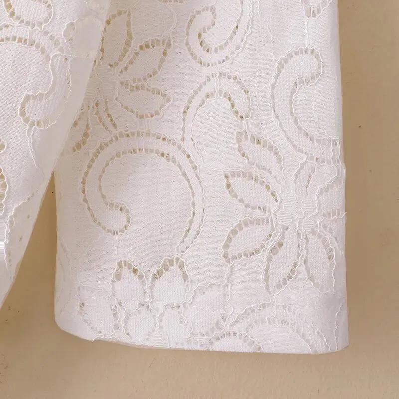 Chaqueta Fina de Encaje Calado de Verano para Mujer Talla Grande Diseño Estilo Nacional Botón de Disco Ropa Protectora Solar