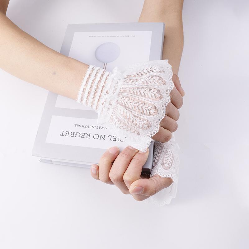 Lace Short Fake Hand Sleeves Girl Sweater Stylish Mesh Flared Decorative Wrist cuffs Elastic Bracelet For Cosplay Wedding Party